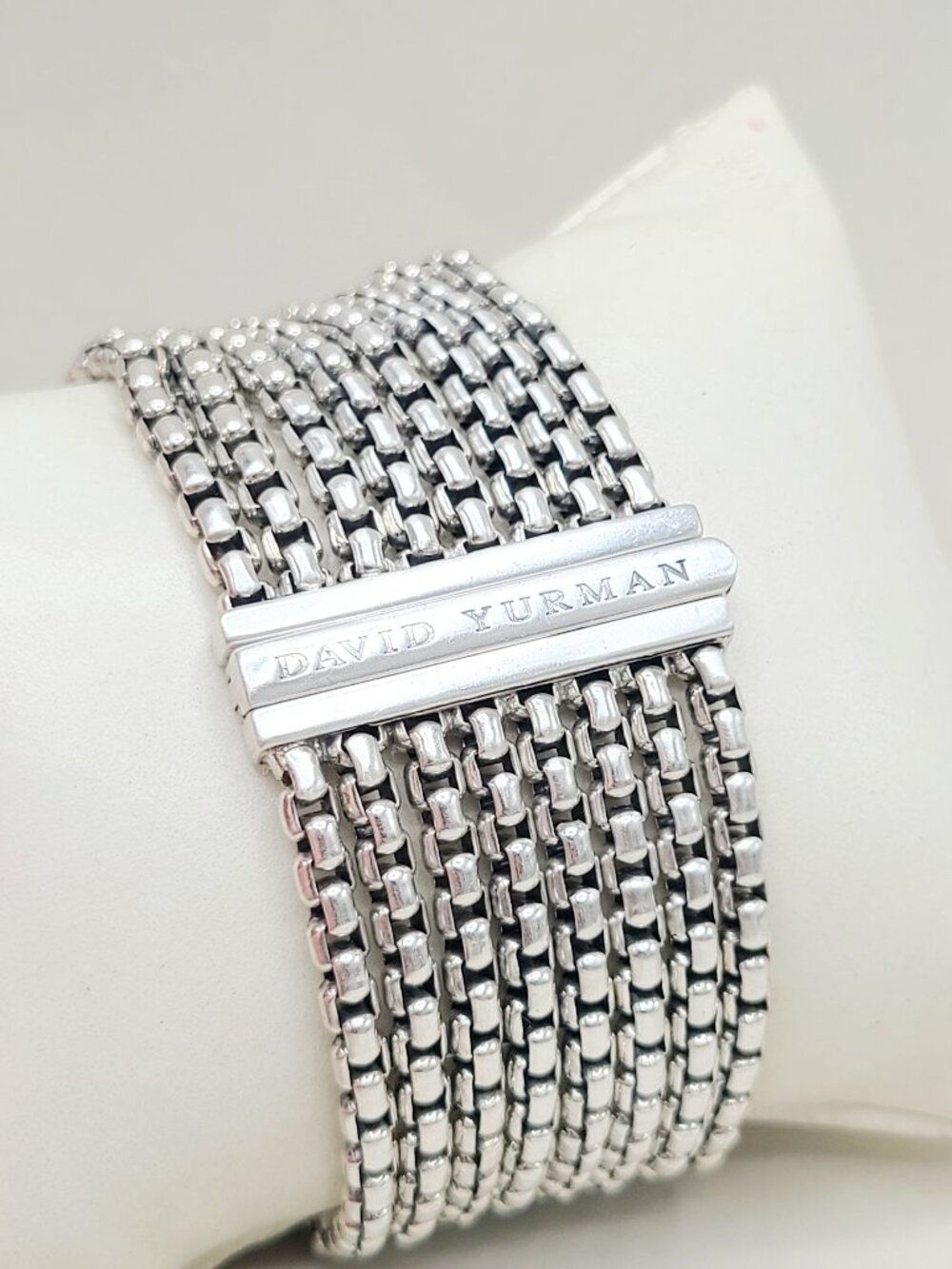 David Yurman Wide Diamond X Pave Box Chain Bracelet - Size Medium - RARE - Picture 9 of 13